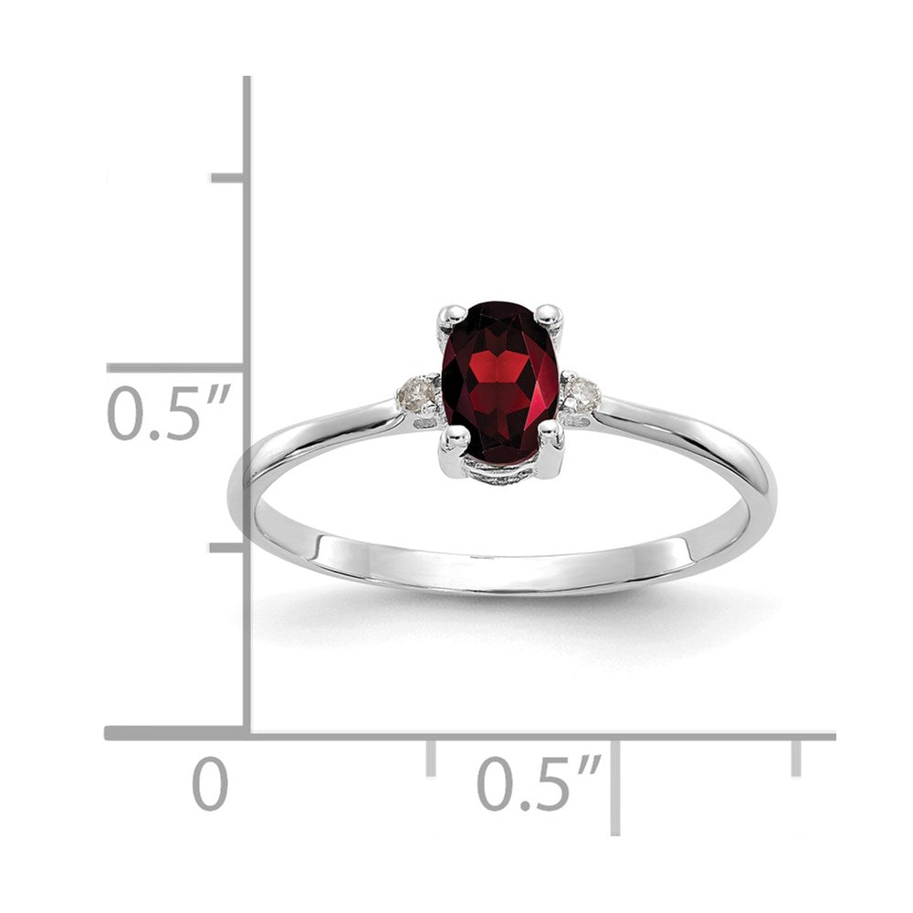 14k White Gold Real Diamond & Garnet Birthstone Ring