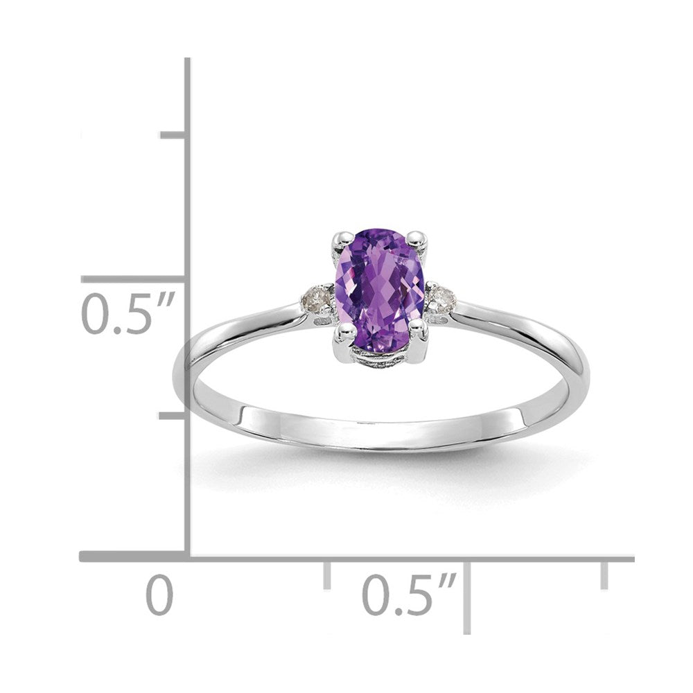 Solid 14k White Gold Simulated CZ & Amethyst Birthstone Ring