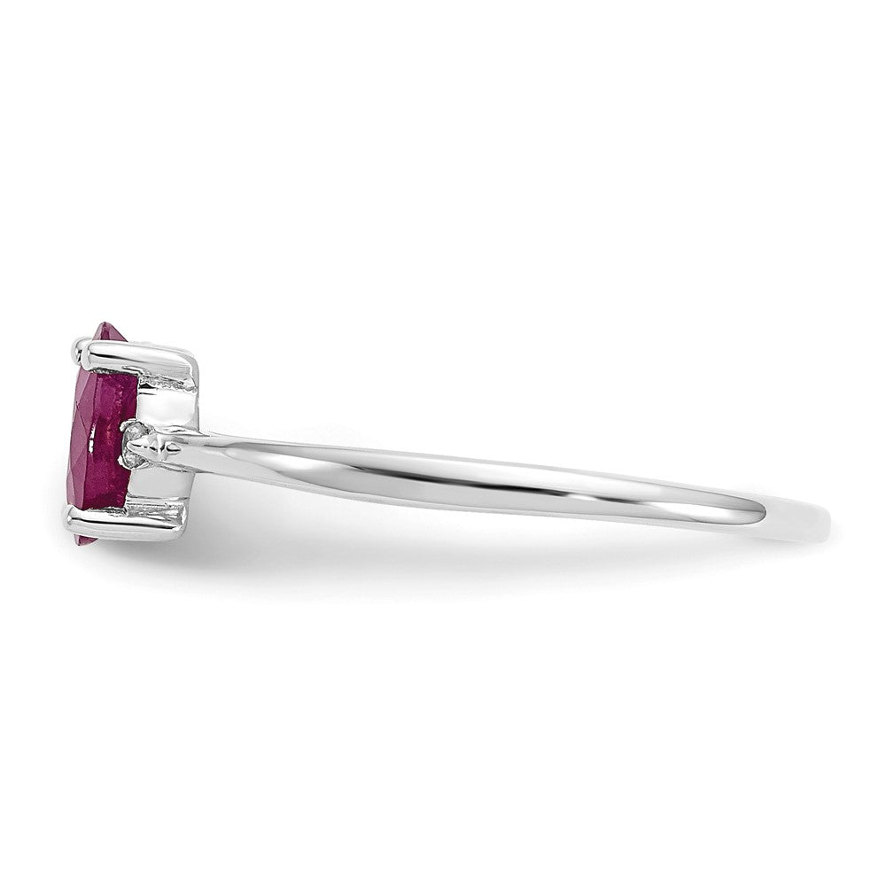 14k White Gold Real Diamond & Ruby Birthstone Ring