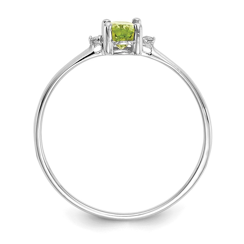 Solid 14k White Gold Simulated CZ & Peridot Birthstone Ring