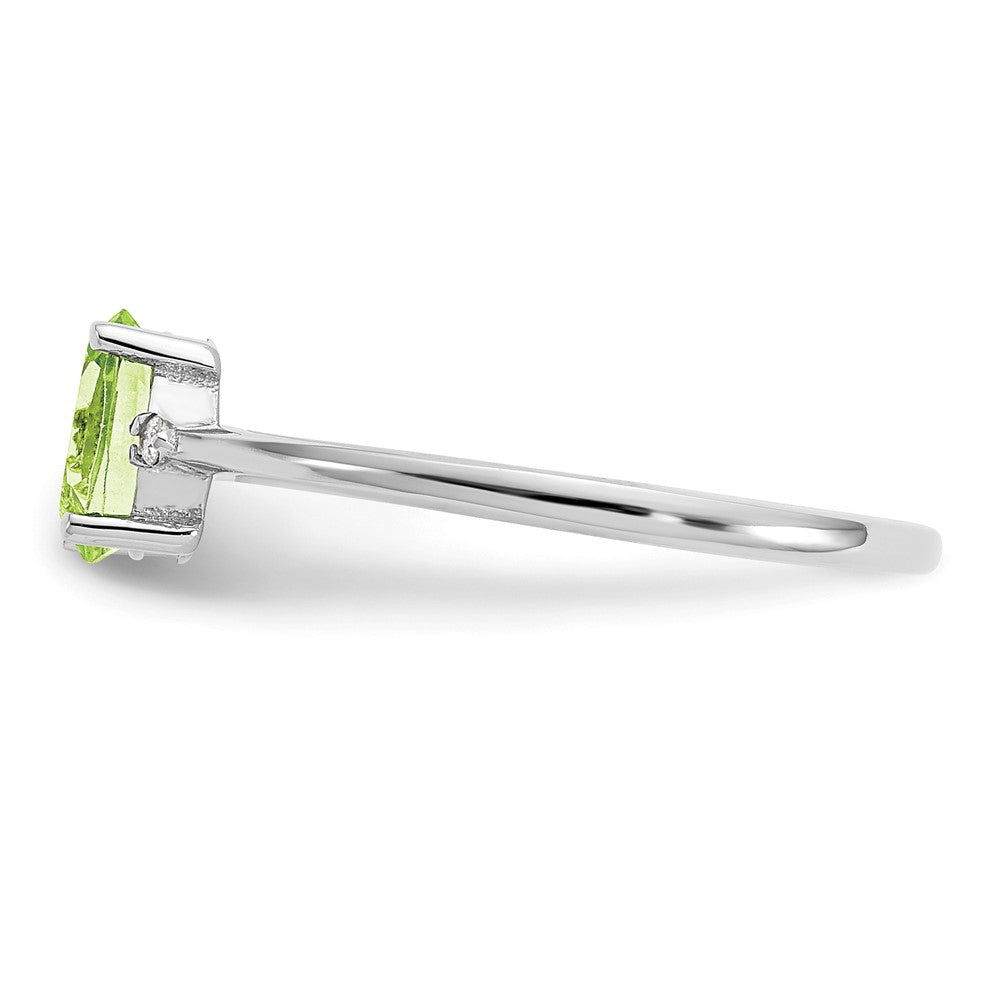 Solid 14k White Gold Simulated CZ & Peridot Birthstone Ring