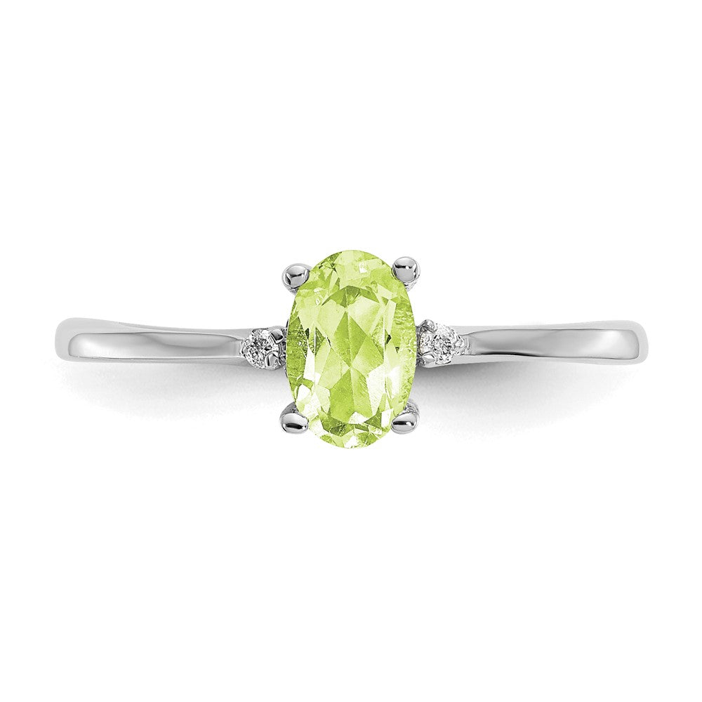 Solid 14k White Gold Simulated CZ & Peridot Birthstone Ring