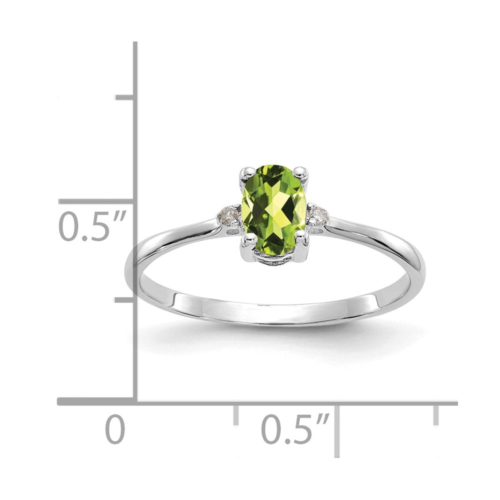 Solid 14k White Gold Simulated CZ & Peridot Birthstone Ring