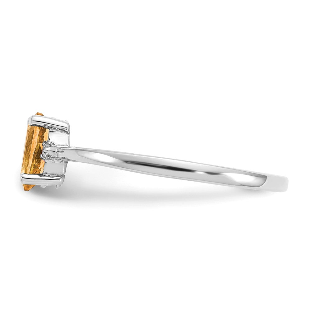 Solid 14k White Gold Simulated CZ & Citrine Birthstone Ring