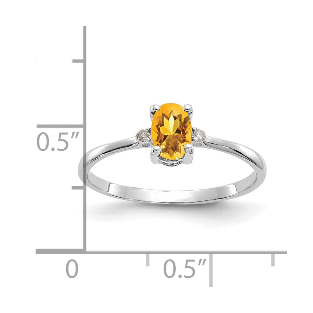 Solid 14k White Gold Simulated CZ & Citrine Birthstone Ring