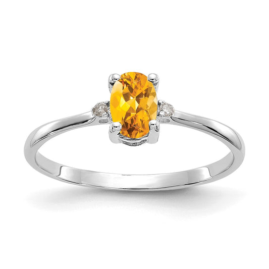 Solid 14k White Gold Simulated CZ & Citrine Birthstone Ring