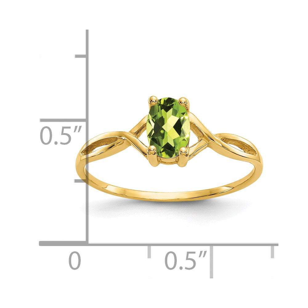 14K Yellow Gold Peridot Birthstone Ring