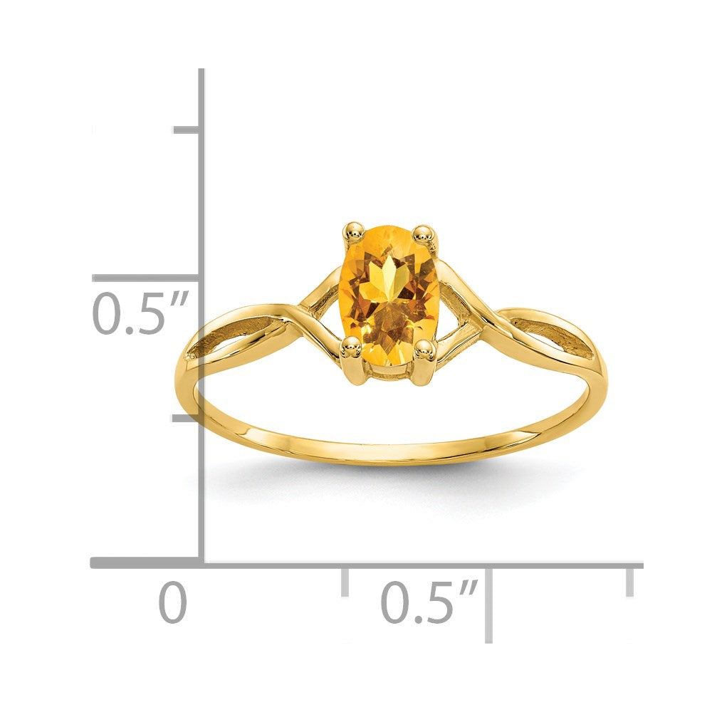 14K Yellow Gold Citrine Birthstone Ring