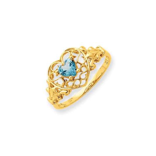 14k Yellow Gold Aquamarine Birthstone Ring