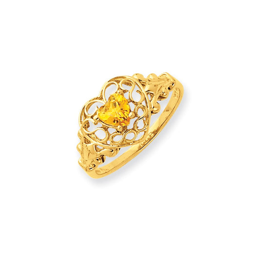 14k Yellow Gold Citrine Birthstone Ring