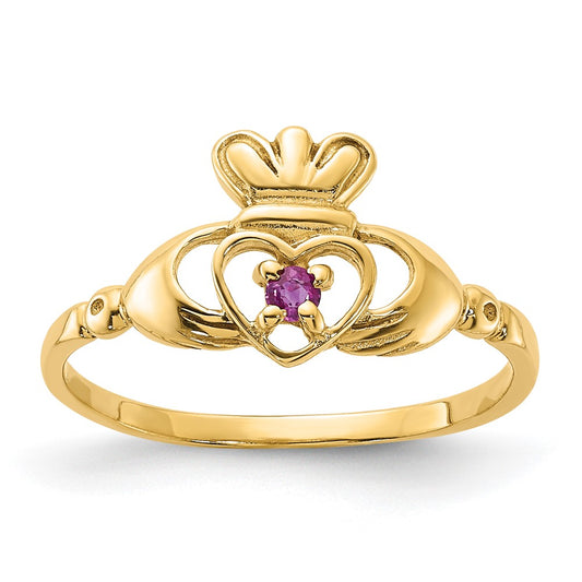 14K Yellow Gold Ruby Birthstone Ring