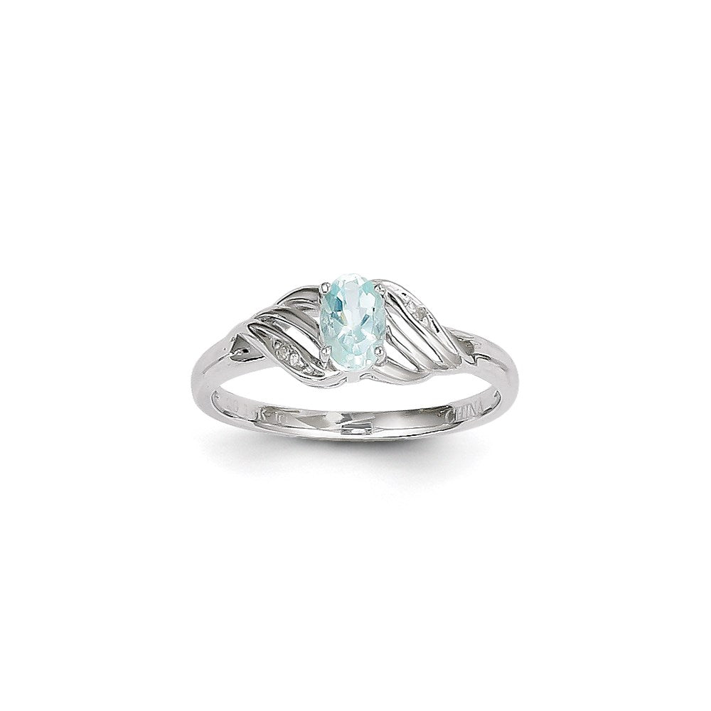 14k White Gold Aquamarine Diamond Ring