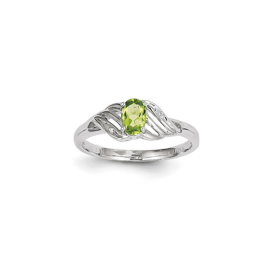 14k White Gold Peridot Diamond Ring