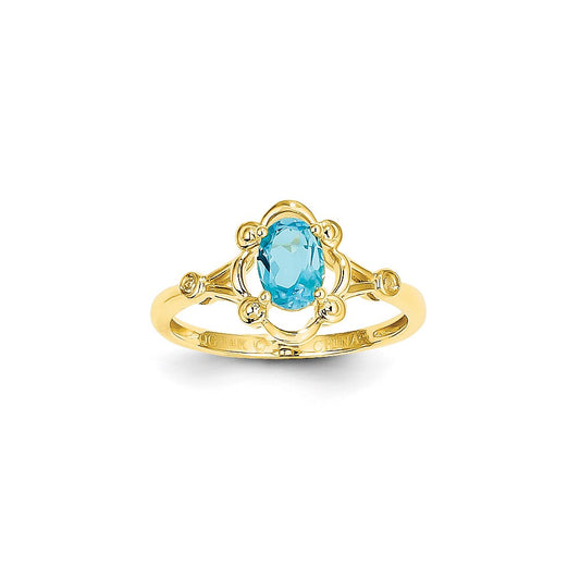 14k Yellow Gold Light Swiss Blue Topaz Diamond Ring