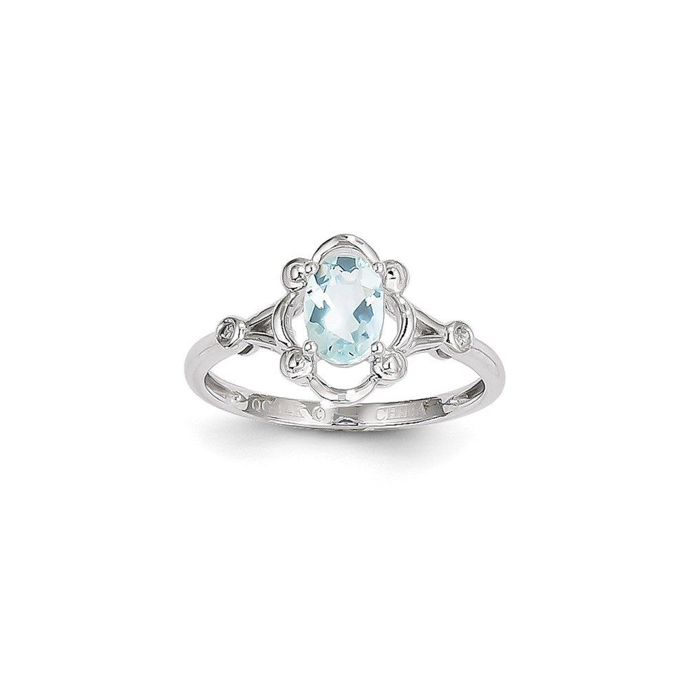 14k White Gold Aquamarine Diamond Ring