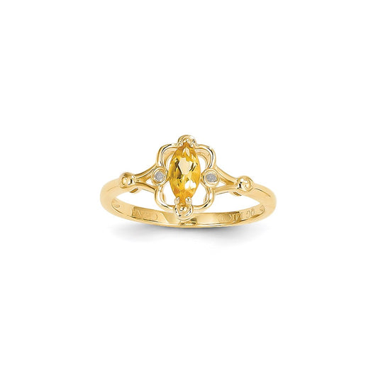 14k Yellow Gold Citrine Diamond Ring