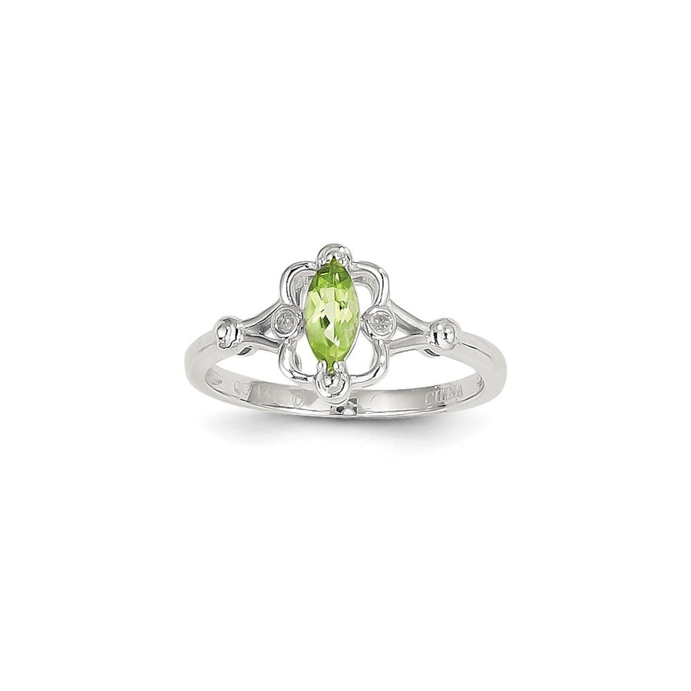 14k White Gold Peridot Diamond Ring