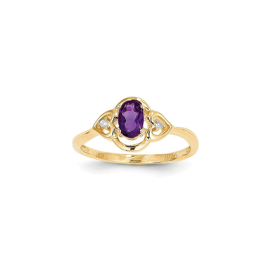 10k Yellow Gold Amethyst Diamond Ring