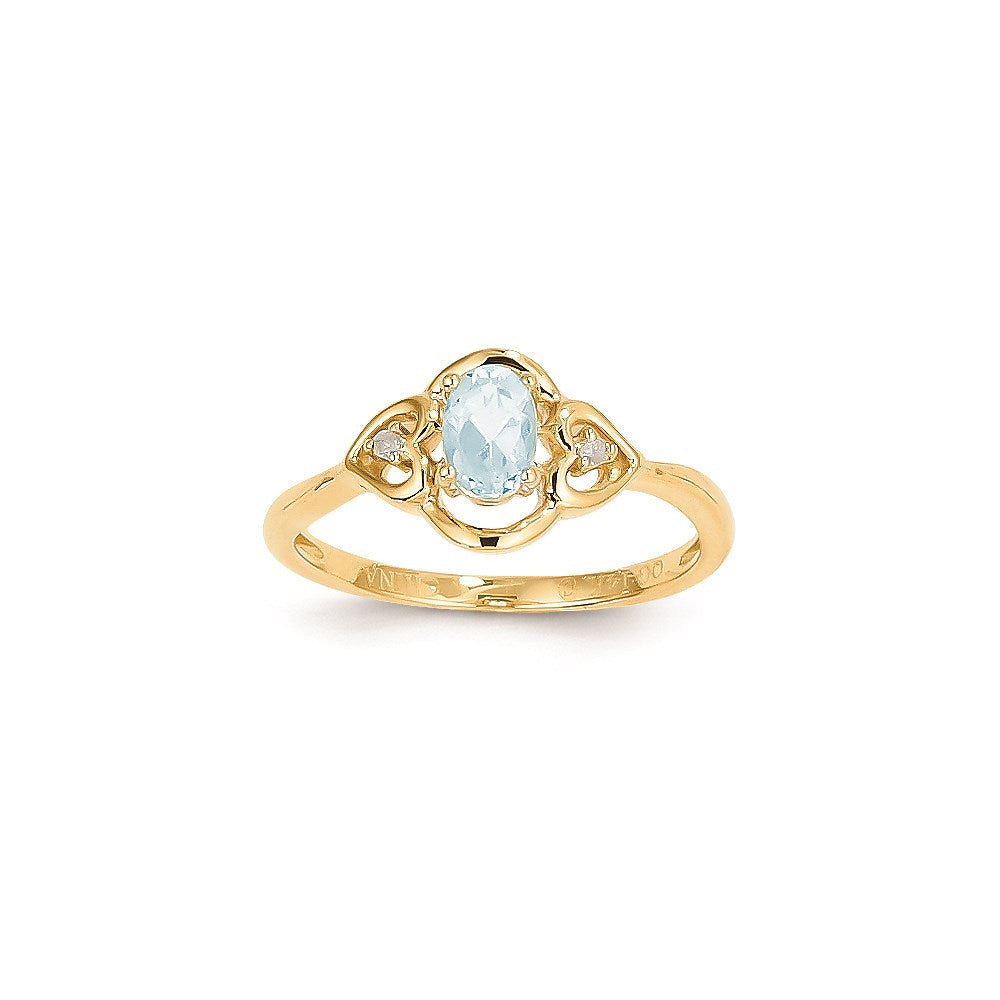 14k Yellow Gold Aquamarine Diamond Ring