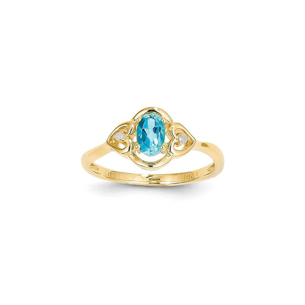 14k Yellow Gold Light Swiss Blue Topaz Diamond Ring