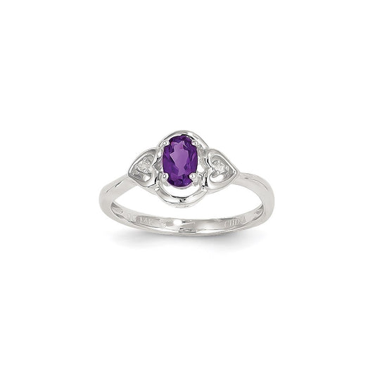 14k White Gold Purple Amethyst Diamond Ring