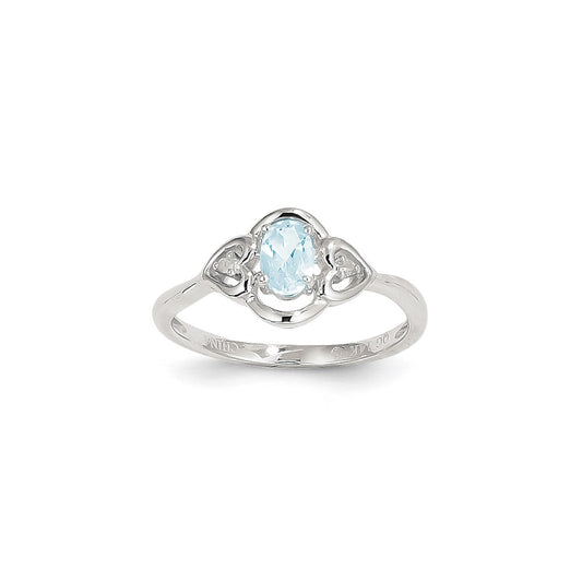 14k White Gold Aquamarine Diamond Ring