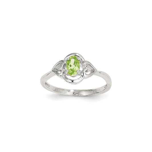 14k White Gold Peridot Diamond Ring