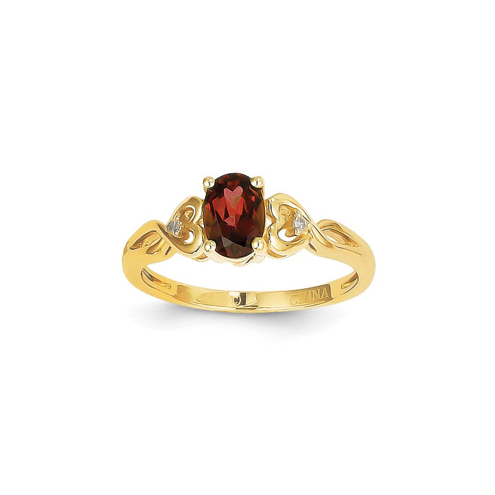 14k Yellow Gold Garnet Diamond Ring