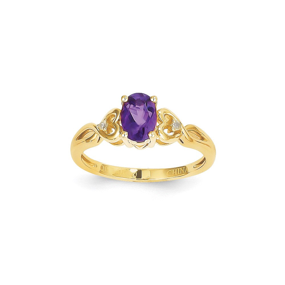 10k Yellow Gold Amethyst Diamond Ring