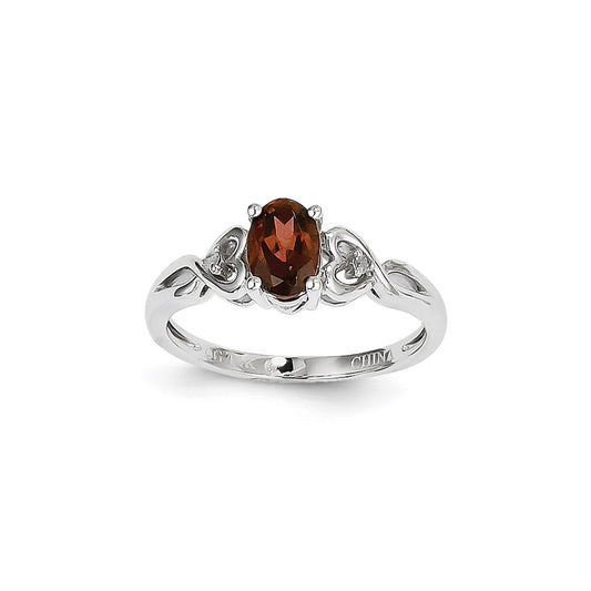 14k White Gold Garnet Diamond Ring