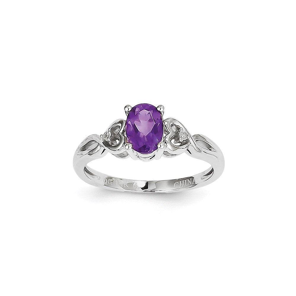 14k White Gold Purple Amethyst Diamond Ring