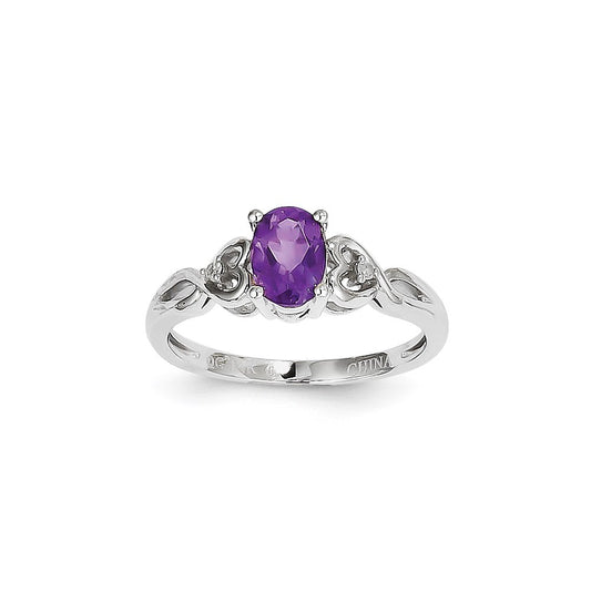 14k White Gold Purple Amethyst Diamond Ring