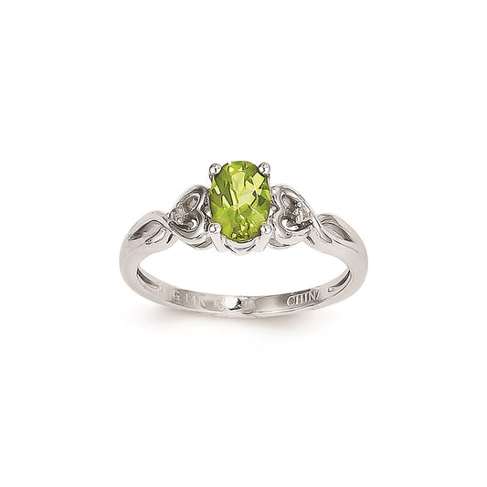 14k White Gold Peridot Diamond Ring