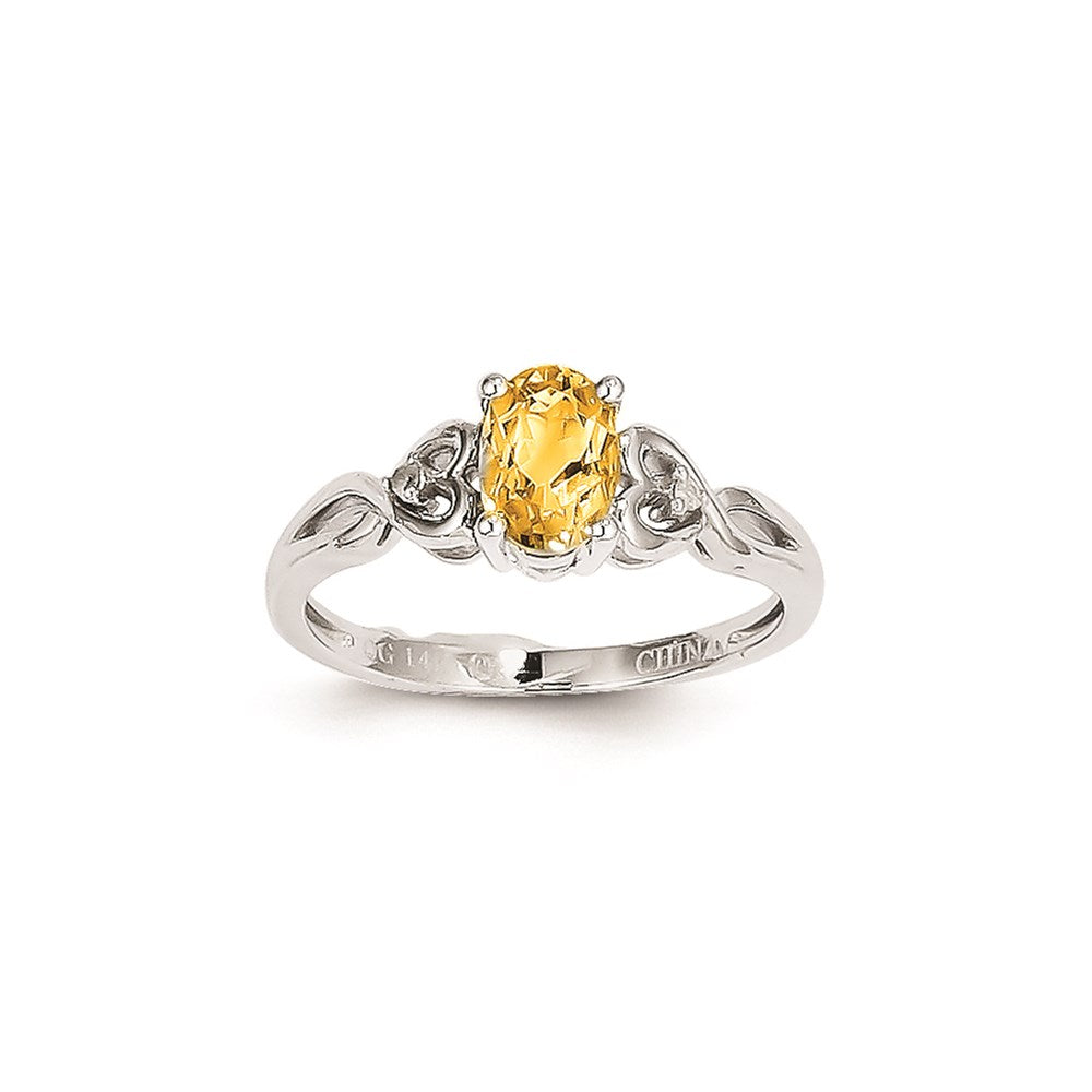 14k White Gold Citrine Diamond Ring