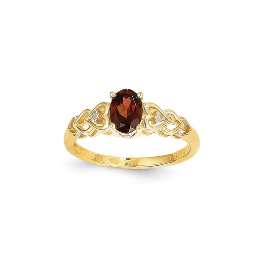 14k Yellow Gold Garnet Diamond Ring