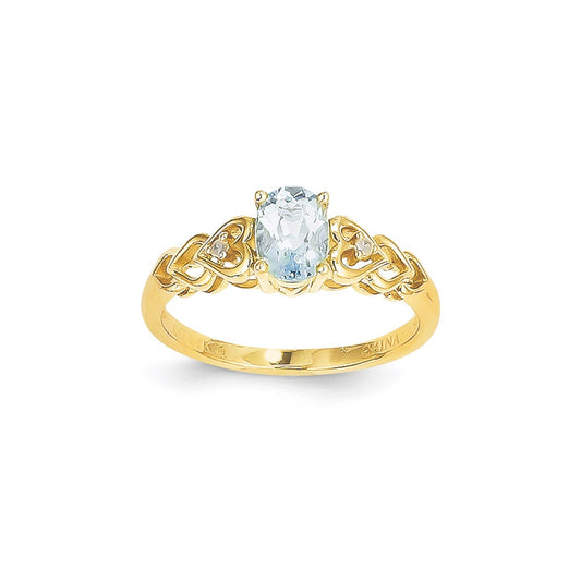 14k Yellow Gold Aquamarine Diamond Ring