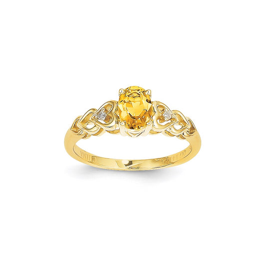 14k Yellow Gold Citrine Diamond Ring