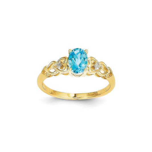 14k Yellow Gold Light Swiss Blue Topaz Diamond Ring