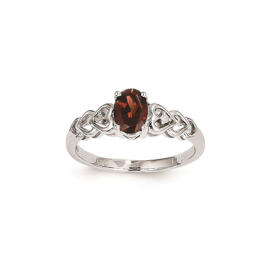 14k White Gold Garnet Diamond Ring