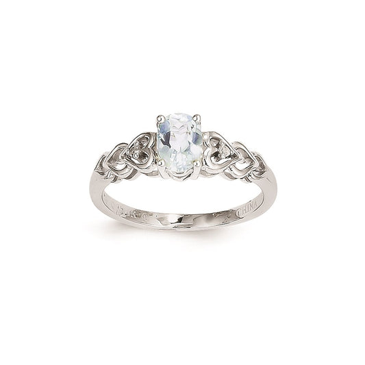 14k White Gold Aquamarine Diamond Ring