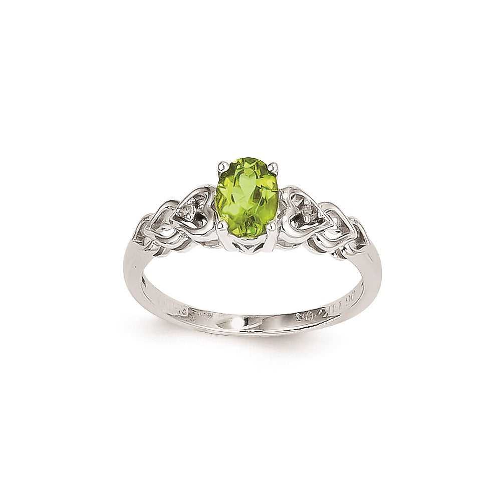 14k White Gold Peridot Diamond Ring