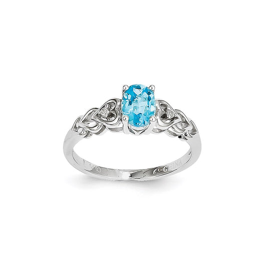 14k White Gold Light Swiss Blue Topaz Diamond Ring