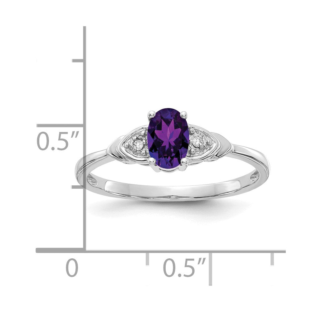 Solid 14k White Gold Simulated Amethyst and CZ Ring