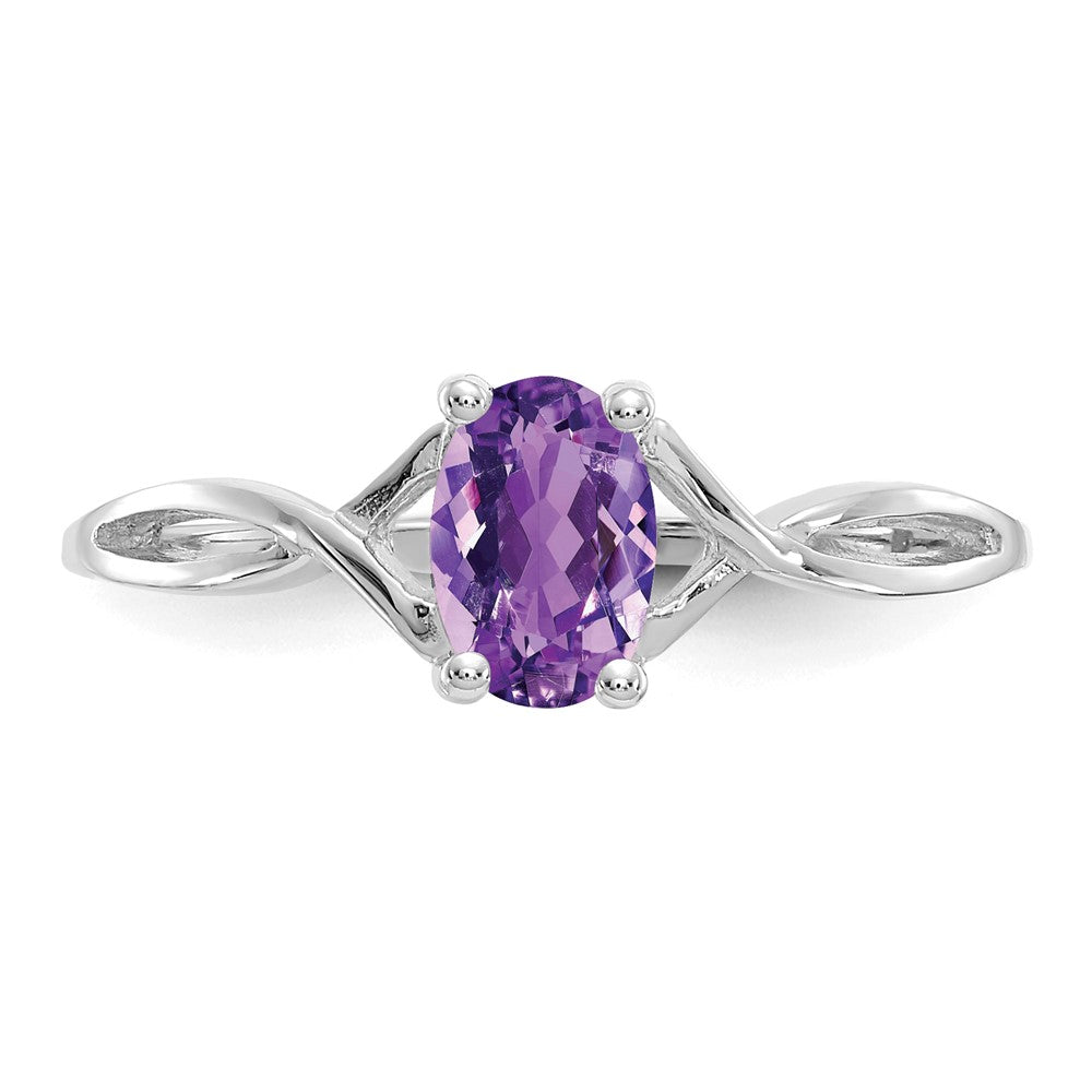 14k White Gold Amethyst Birthstone Ring