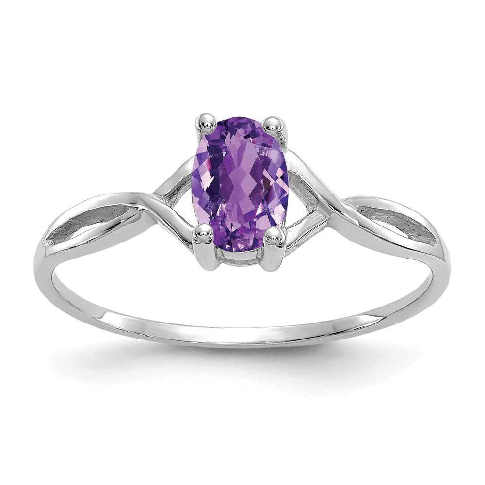 14k White Gold Amethyst Birthstone Ring