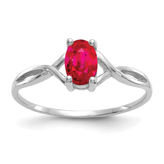 14k White Gold Ruby Birthstone Ring