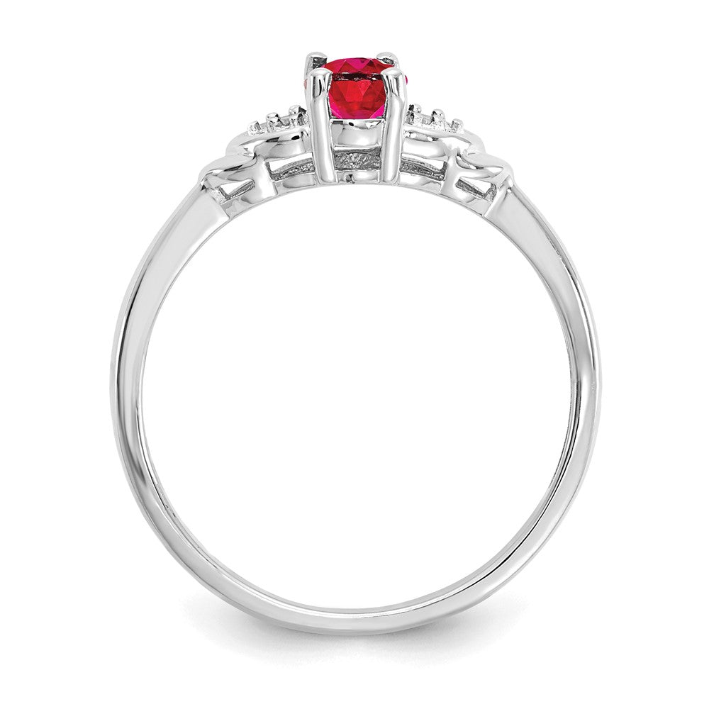 14k White Gold Ruby and Real Diamond Ring