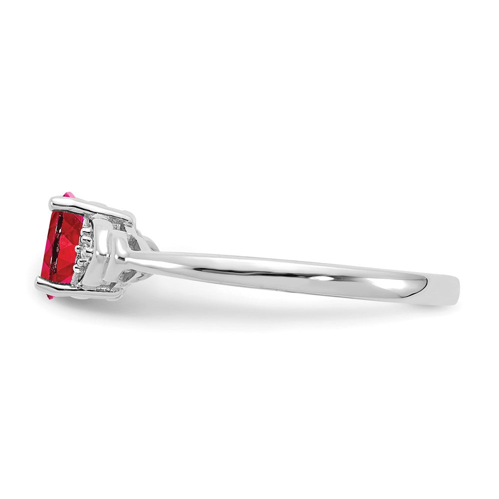 14k White Gold Ruby and Real Diamond Ring