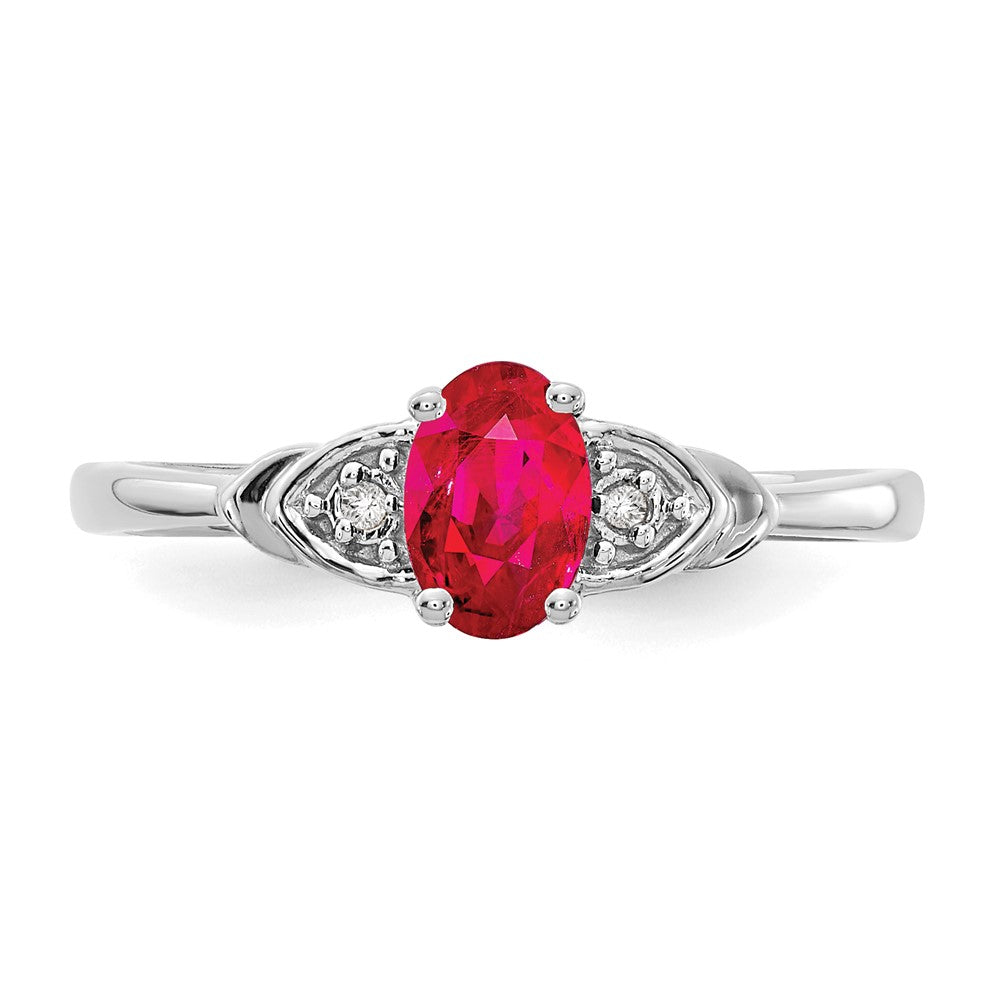 14k White Gold Ruby and Real Diamond Ring