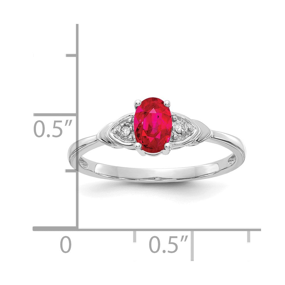 14k White Gold Ruby and Real Diamond Ring